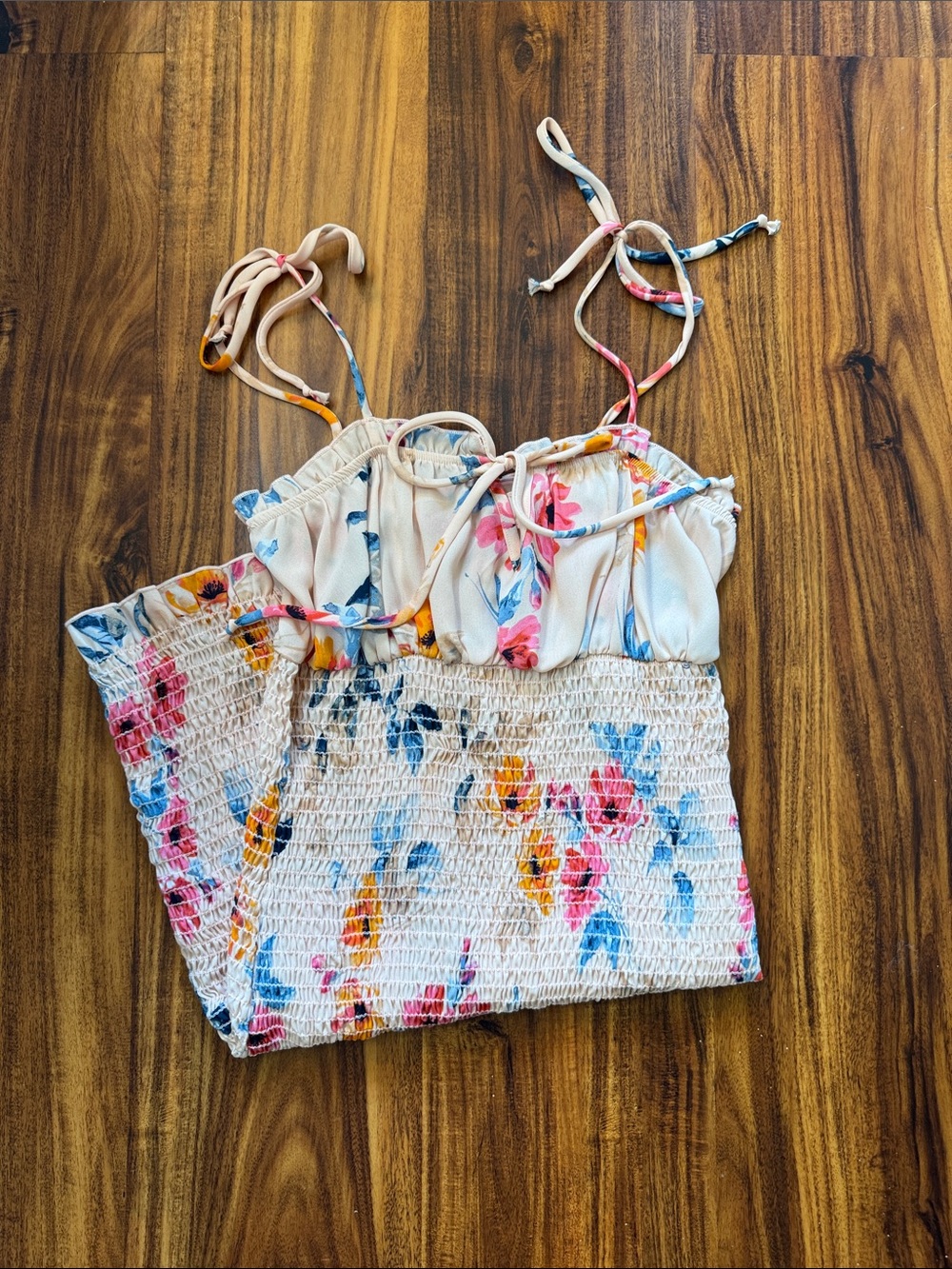 Guess Bodycon Smocked Floral Dress